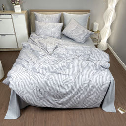 Комплект постельного белья Люкс Сатин 100% хлопок на резинке AR375 140*200*25 Евро 4 Наволочки