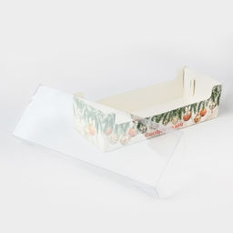 Цена за 5 шт. Коробка для кондитерских изделий новогодняя с пластиковой крышкой «С Новым годом», 30×8×11 см