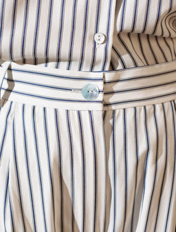 Брюки палаццо в полоску из легкого хлопкового поплина - Vilatte фото 2