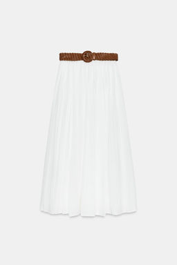 FALDA MIDI CINTUR?N / Blanco - Zara фото 7