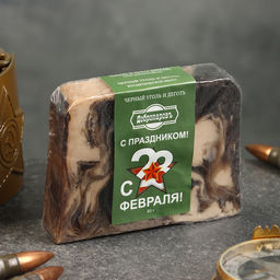 Мыло косметическое Добропаровъ, С 23 февраля черный уголь и деготь, 80 г