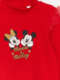 Yar?m Bal?k?? Yaka Mickey Mouse Bask?l? Uzun Kollu K?z Bebek Ti??rt - Waikiki фото 3