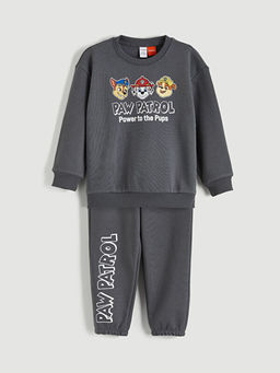 Bisiklet Yaka Paw Patrol Bask?l? Erkek ?ocuk Sweatshirt ve E?ofman Alt 2li Tak?m