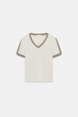 CAMISETA R?STICA CONTRASTE / Crudo / Beige - Zara фото 5
