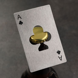 Цена за 2 шт. Карта-открывашка для бутылок «Туз крести», 8.5×5.5 см, металл, серебристая