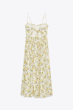 FLORAL PRINT POPLIN MIDI DRESS - Zara фото 7