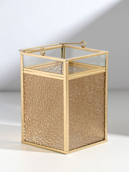 Подсвечник стекло, металл "Капли" золотой 10,5х12х19,4 см