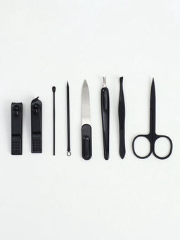 Набор маникюрный Christian, 8 предметов, в футляре, чёрный, серый