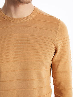 Bisiklet Yaka Uzun Kollu ?izgili Erkek Triko Kazak