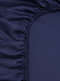 Простыня на резинке 2-спальная SL Home Tencel, 160×200+30 см, синяя, тенсель