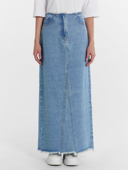 Юбка женская джинсовая макси в голубом цвете голубой 2024-DSK701-1 - Mark formelle фото 2