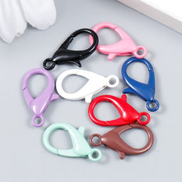 Основа для брелока карабин металл Клик МИКС набор 8шт 1х2,1 см