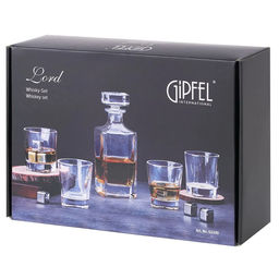 52349 GIPFEL Набор для виски LORD: графин 700мл, 4 бокала 320мл. Материал: хрустальное стекло