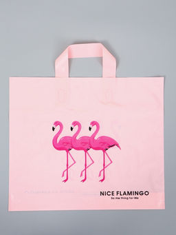 Цена за 50 шт. Пакет с петлевой ручкой "Розовая тройка" 35 х 30 х 8, см, 60 мкм