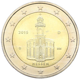 Монета 2 евро 2015 года G Германия Федеральные земли Германии  Гессен (Церковь Святого Павла во Франкфурт-на-Майне)