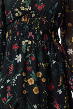 TRENDYOLMILLA Cok Renkli Gipe Detayl? Etegi Volanl? Astarl? Sifon Dokuma Elbise TWOAW24EL00485  фото 3