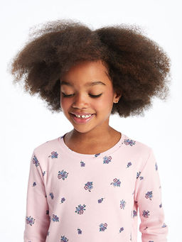 Bisiklet Yaka Uzun Kollu ?i?ekli K?z Bebek Pijama ?st