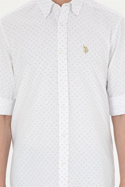 Рубашка мужская U.S. Polo Assn с принтом белая  фото 6