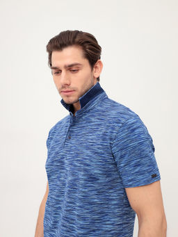 Джемпер мужской с воротником поло короткий рукав GREG G144-KM1246-OR1046 (синий)  фото 5