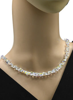 Бусы из циркона форма 6*8мм цв.хрусталь хамелеон, 48см