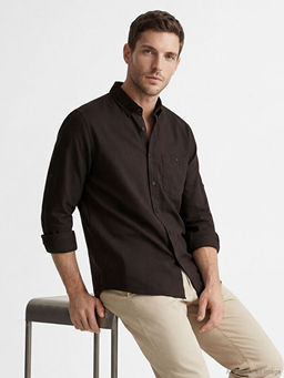 Regular Fit Keten Kar???ml? Erkek G?mlek