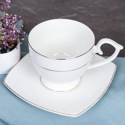 Чайный набор 2 предмета 260 мл на ножке картон / GA2 ПАРА /уп 6/48/ костяной фарфор - Галеонтрейд фото 2