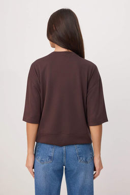 Lacivert Oversize/Genis Kal?p Dusuk Kol Truvakar Soft Touch Orme T-Shirt TWOSS26TS00182 - Trendyolmilla фото 8