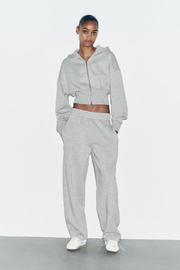 METALLIC THREAD CROP HOODIE