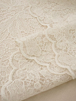 Кружевное полотно Ажурный сад (фестон с 2х ст.) цв.кремовый, ш.1.3м, хл-80%, нейлон-20% - Купава фото 9