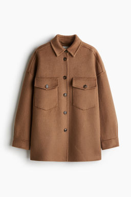Chaqueta camisera artesanal en mezcla de lana