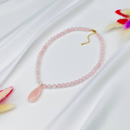 Колье из Розового кварца с кулоном 50 см +