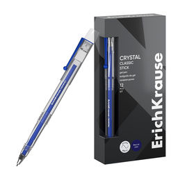Цена за 12 шт. Ручка гелевая ErichKrause Crystal Stick Classic 0.5, цвет чернил синий (в коробке по 12 шт.)
