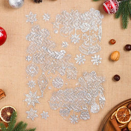 Наклейки новогодние «Праздничное настроение», голографическая фольга, 49×33.5 см