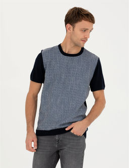 Lacivert Slim Fit Bisiklet Yaka Triko Ti__rt