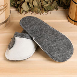 Тапочки для бани Листок белые, войлок - Добропаровъ фото 2