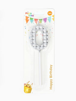 Цена за 3 шт. Свеча для торта «Элемент», цифра 0, серебро