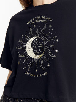 Комплект женский (футболка, брюки) черный с созвездиями черный +созвездия на черном 592432-1 - Mark formelle фото 5