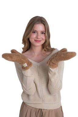 Варежки меховые на резинке ВАНИЛЬ - Woollamb фото 51