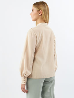 Блузкас отлетными рюшами OD-914-1 бежевый - Tantino фото 9