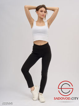 Лосины женские с кожаными вставками