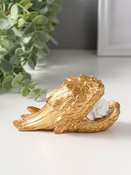 Фигурка полистоун «Спящий белоснежный ангел с золотыми крыльями», 5.7×13×7.5 см