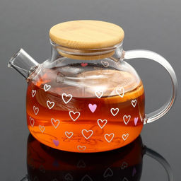 Чайник заварочный с бамбуковой крышкой Сердечки, 600 мл