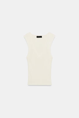 TOP RIB PUNTO ESCOTE PICO / Blanco - Zara фото 3