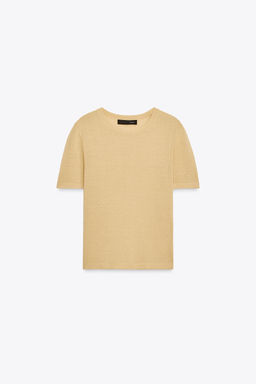 SHORT SLEEVE KNIT LINEN BLEND TOP - Zara фото 4