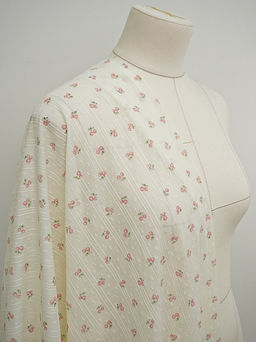 Фактурный хлопок с мережкой-полосой Вишенки - подружки цв.розовый, ш.1.45м, хл-100%, 70гр/м.кв - Купава фото 8