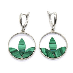 Серьги с малахитом 26мм