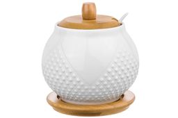 Сахарница 620 мл 11*11*12 см Ромбики + ложка + дер. крышка на дер. подставке - Elan gallery фото 5