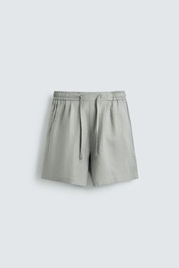 BERMUDA RELAXED FIT 100% LINO / Gris claro