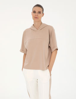 Bej Regular Fit Modal Kuma_ Sweatshirt