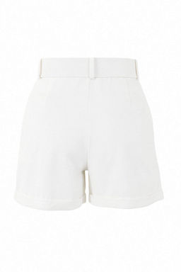 Beyaz Kemerli Regular Pamuklu Gabardin Sort & Bermuda TWOSS19IE0002